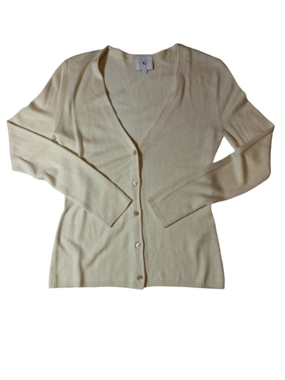 Goop G Label Cashmere Silk Cardigan Ivory Cream Button Front Italy M